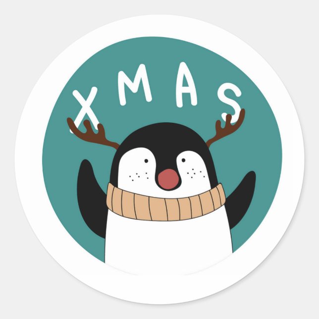 CHRISTMAS STICKER WHIMSICAL PENGUIN  (Front)