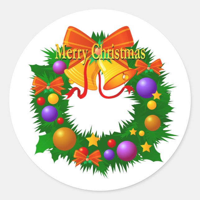  Christmas Sticker Wreath with Bells and Ornaments (Front)