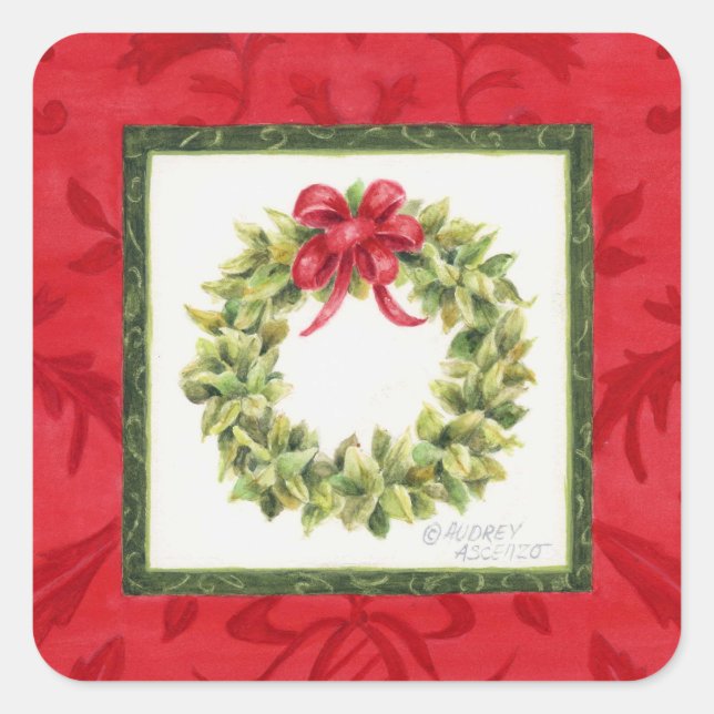 Christmas Stickers Bay Leaf Wreath (Front)