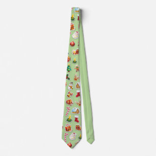 Christmas Stickers Festive Pattern Tie