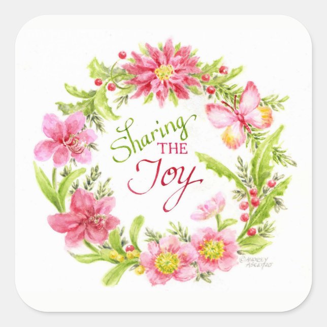 Christmas Stickers Floral Watercolor Wreath (Front)