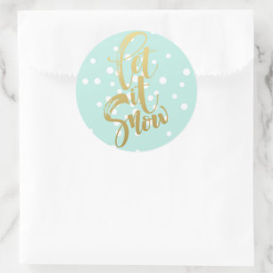 Christmas Stickers-Let It Snow Classic Round Stick Sticker