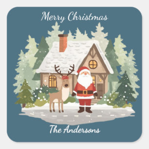 Christmas Stickers Personalised Santa and Reindeer