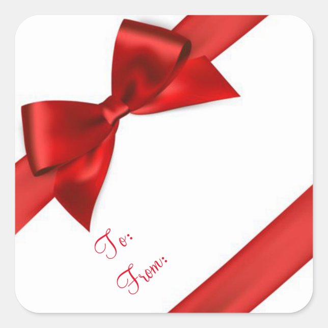 Christmas Stickers/Red Bows Square Sticker (Front)