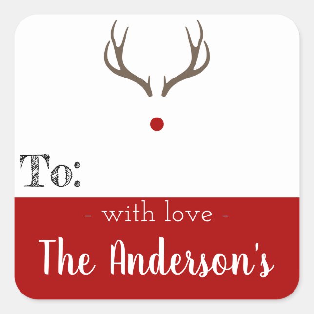 Christmas Stickers - Rudolph Reindeer Present Tags (Front)