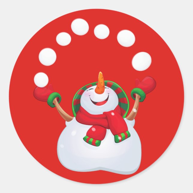 Christmas Stickers-Snowman Classic Round Sticker (Front)