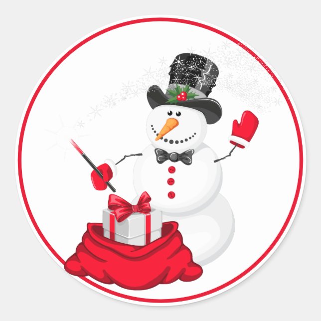 Christmas Stickers-Snowman Classic Round Sticker (Front)