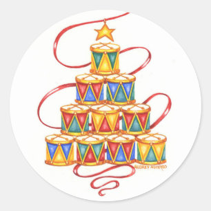 Christmas Stickers Tree of Drums Round