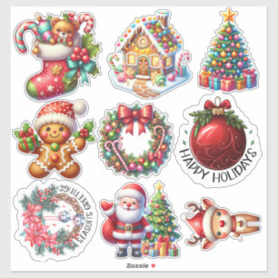 Christmas Stickers: Tree, Wreath, Santa & More Joy