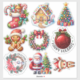 Christmas Stickers: Tree, Wreath, Santa & More Joy