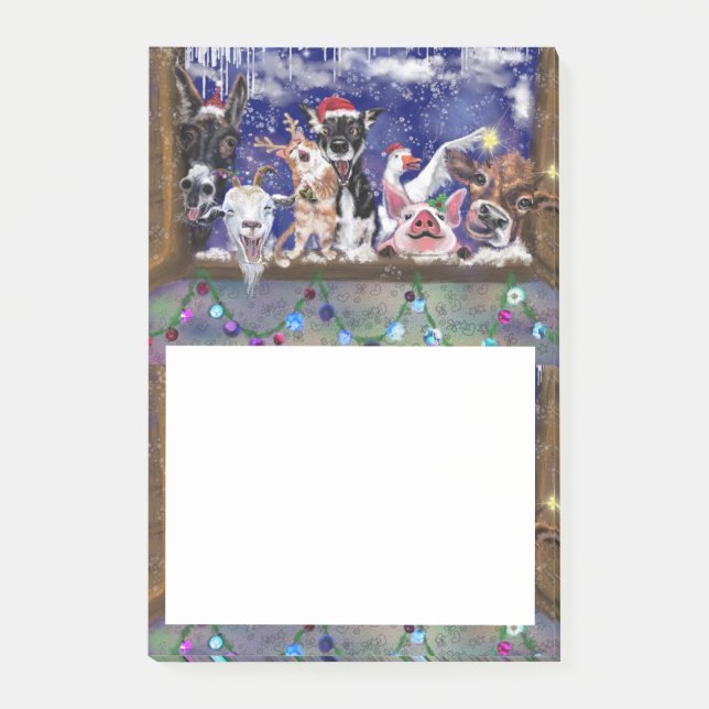Christmas Sticky Notes Funny Farm Animal Party (Front)