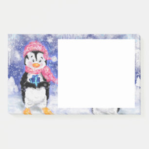 Christmas Sticky Notes Little Penguin with Gift