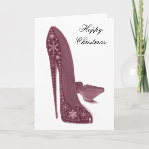 Christmas Stiletto Shoes Art Holiday Card