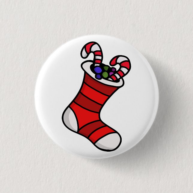 Christmas stocking 3 cm round badge (Front)