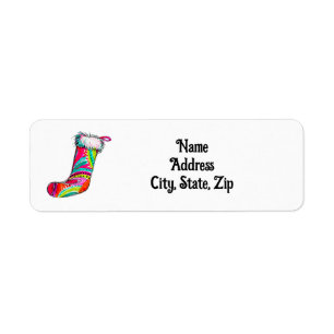 Christmas Stocking Boho Cute Pink Holiday Address Return Address Label