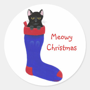 Christmas Stocking Cat, Meowy Christmas Stickers