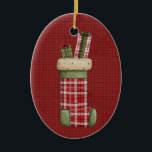 Christmas Stocking Ceramic Christmas Ornament<br><div class="desc">Text can be added to this ornament to make a personalised holiday gift. If you need help, just click on the contact link above to send the designer a personal detailed message.</div>