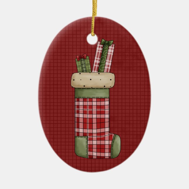 Christmas Stocking Ceramic Christmas Ornament (Front)