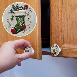 Christmas Stocking Ceramic Knob
