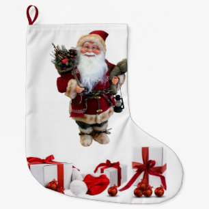 Christmas Stocking, Christmas Candle Large Christmas Stocking