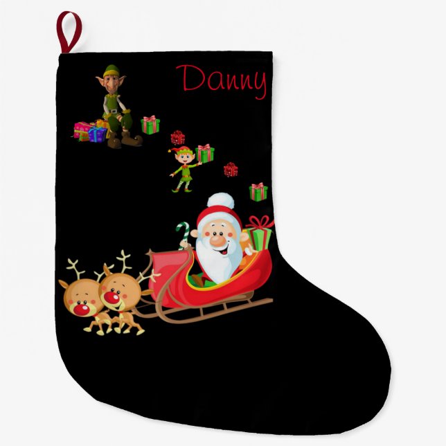 Christmas Stocking, Christmas Elf Large Christmas Stocking (Front)