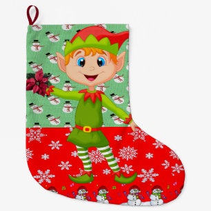 Christmas Stocking, Christmas Elf Large Christmas Stocking