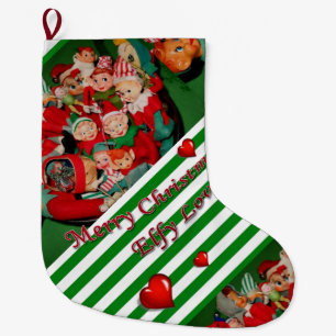 Christmas Stocking, Christmas Elf Large Christmas Stocking