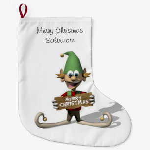 Christmas Stocking, Christmas Elf Large Christmas Stocking