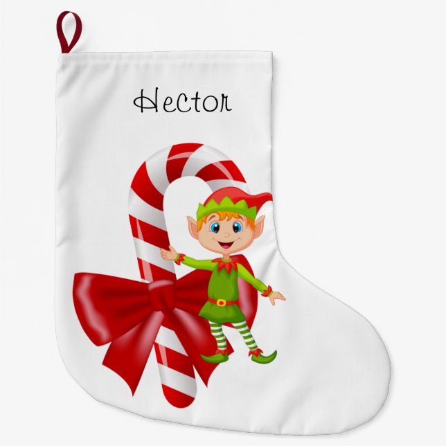 Christmas Stocking, Christmas Elf Large Christmas Stocking (Front)