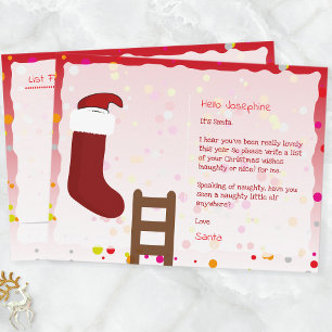 Christmas Stocking, Christmas List For Santa, Holiday Postcard