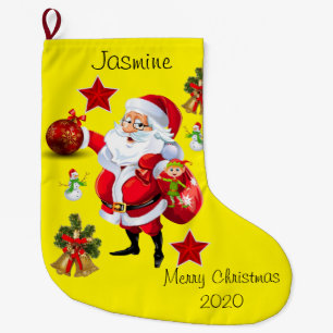 Christmas Stocking, Christmas Santa Snowman Large Christmas Stocking