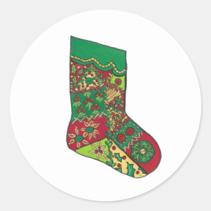 Christmas Stocking Classic Round Sticker