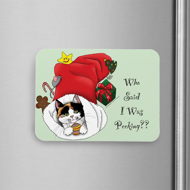 Christmas Stocking Cute Calico Kitten Magnet (Creator Uploaded)