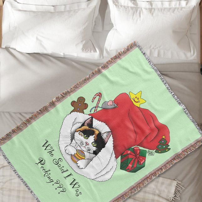 Christmas Stocking Cute Calico  Kitten Throw Blanket (Creator Uploaded)