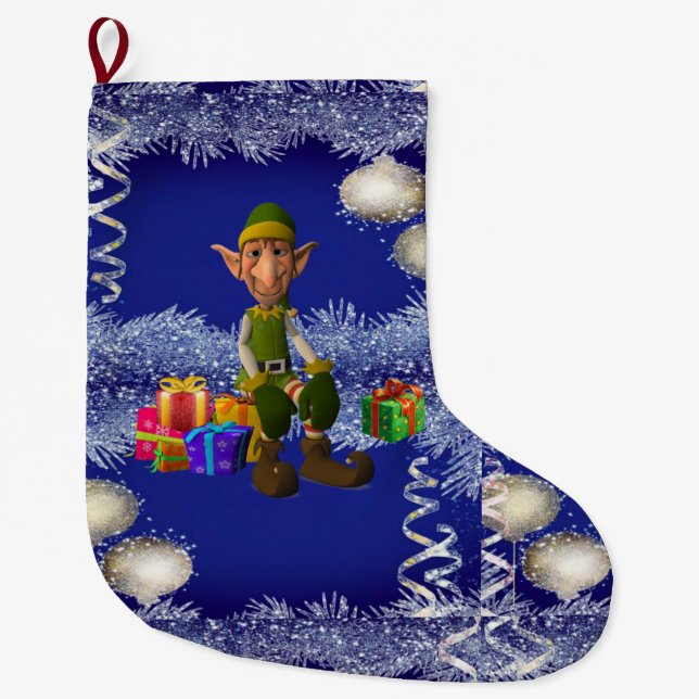 Christmas Stocking, Elf Large Christmas Stocking (Front)