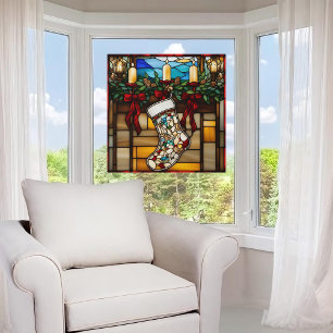 Christmas Stocking Faux Stained Glass