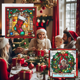 Christmas Stocking Faux Stained Glass Card