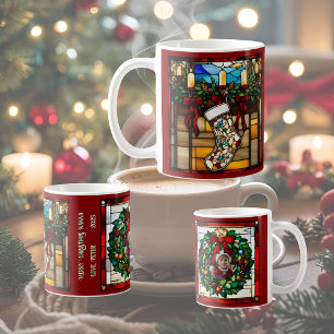 Christmas Stocking Faux Stained Glass Coffee Mug