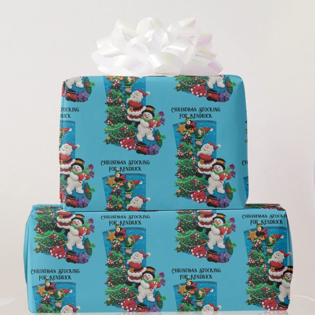 Christmas Stocking For Personalise Child's Name Wrapping Paper (Creator Uploaded)