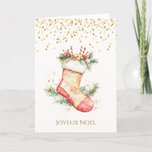 Christmas Stocking French Christmas Holiday Card