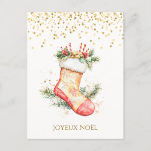 Christmas Stocking French Christmas Holiday Postcard