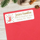 Christmas Stocking Gold Pink Cute Address Label Return Address Label<br><div class="desc">A festive return address label with the picture of a stocking and polka dots. Your name is beautifully written out in script. It Coordinates with the,  Oh What Fun,  Christmas Cards. Personalise it with your name and address. Designed for you by Blackberry Boulevard.</div>