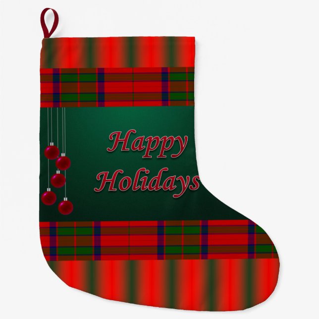 Christmas Stocking, Happy Holidays Large Christmas Stocking (Front)