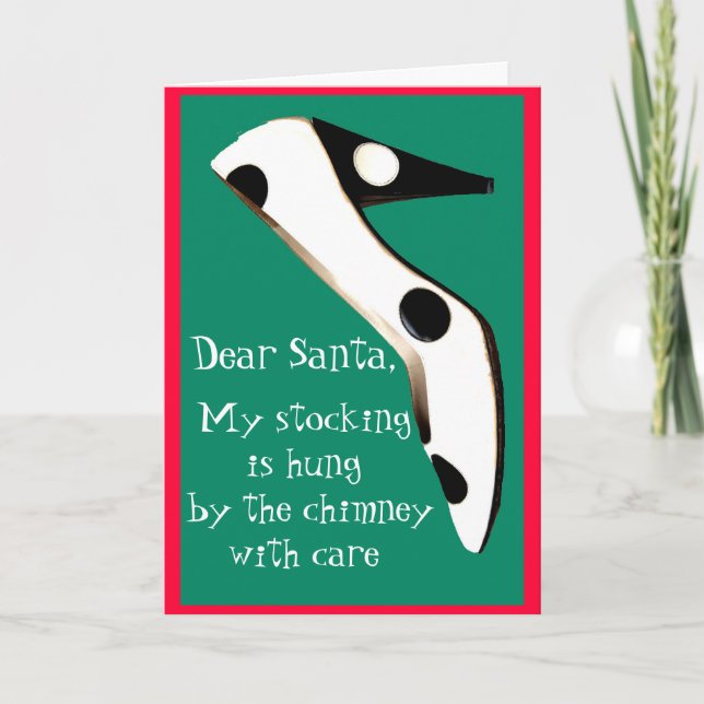 Christmas Stocking  High Heel Shoes for Santa Holiday Card (Front)