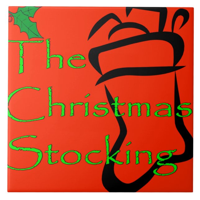 Christmas Stocking logo tile/trivet Ceramic Tile (Front)