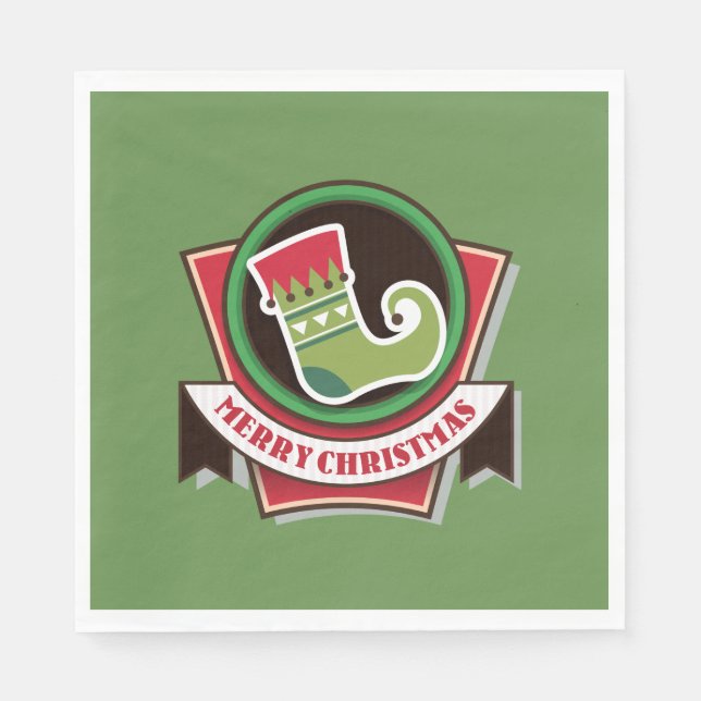 Christmas Stocking Luncheon Paper Napkins (Front)