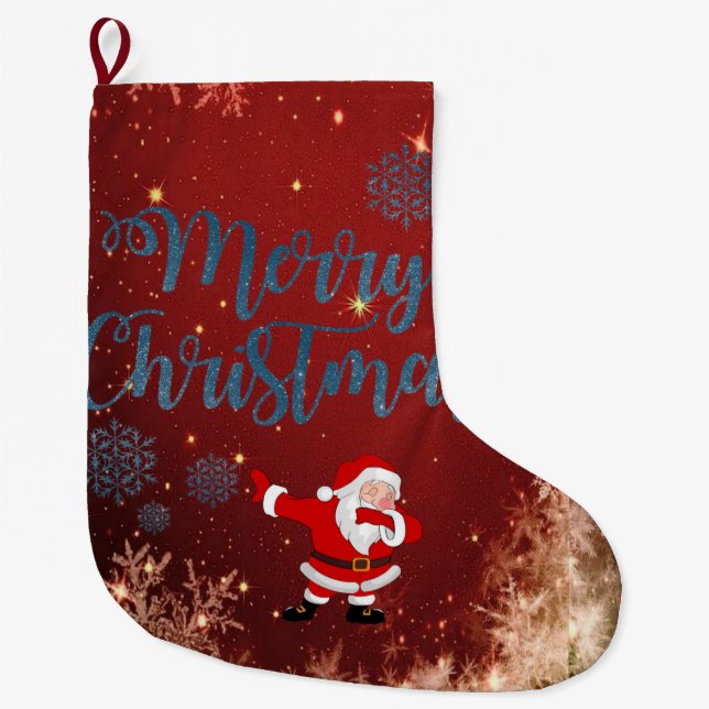 Christmas Stocking, Merry Christmas Large Christmas Stocking (Front)
