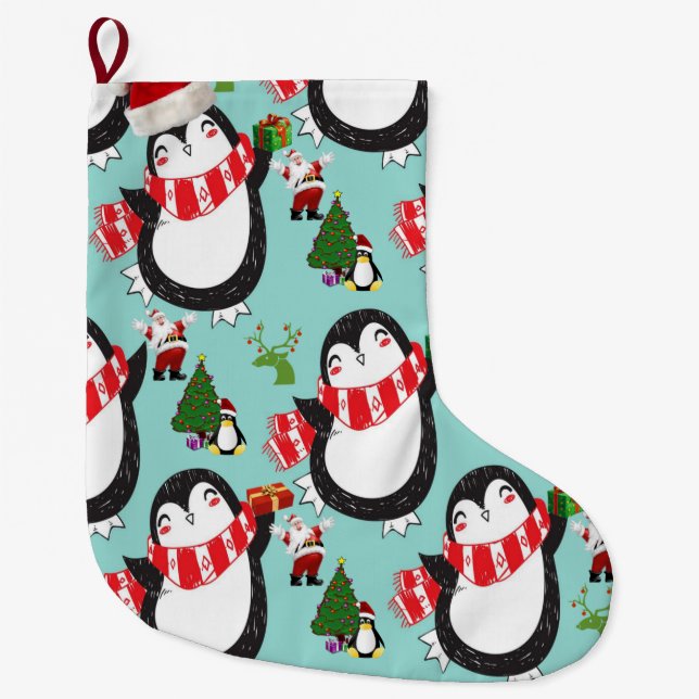Christmas Stocking, Penguin Large Christmas Stocking (Front)
