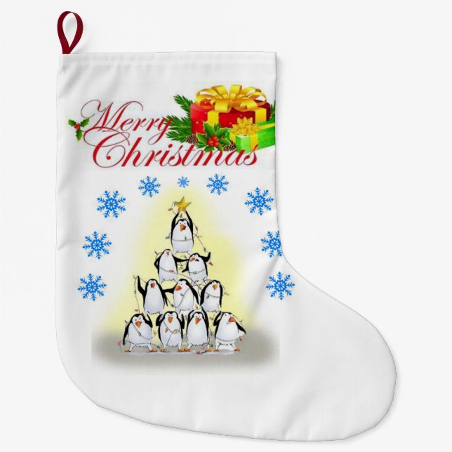 Christmas Stocking, Penguin Large Christmas Stocking (Front)