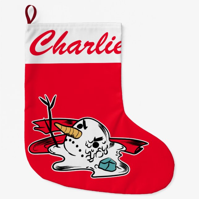 Christmas Stocking Personal Name Melting Snowman  (Front)